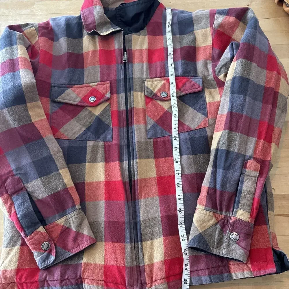 The North Face reversible padded jacket black and buffalo plaid flannel Medium